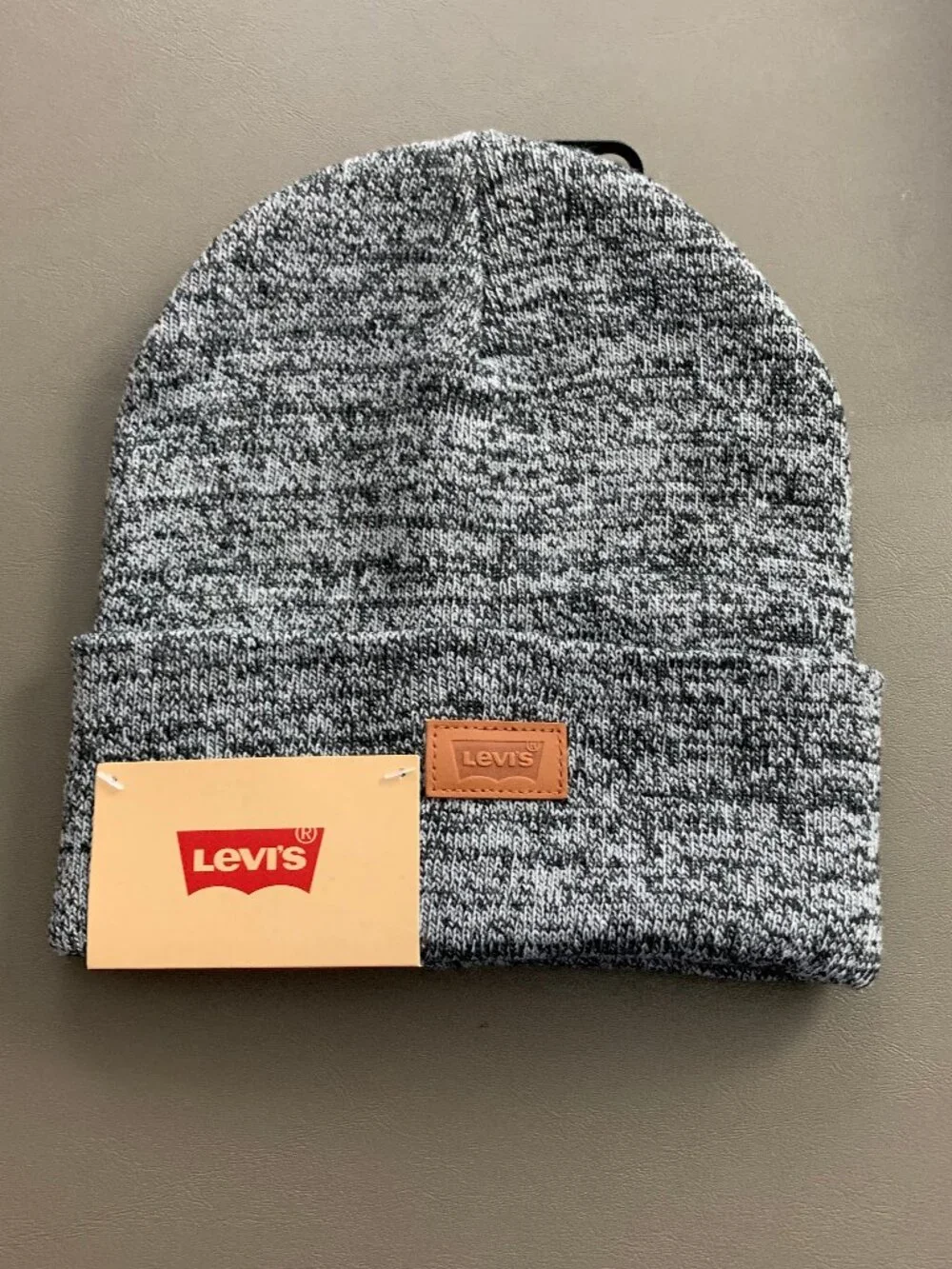 Levi's Men's All Season Comfy Logo Patch Hero Beanie Hat, Marl Gray, One Size
